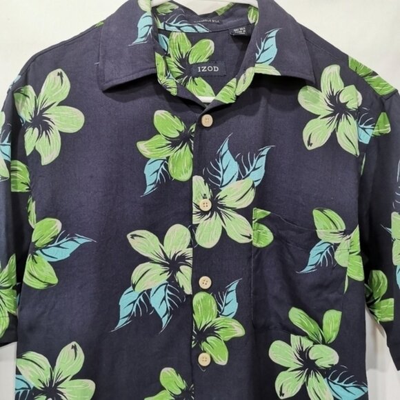 Men's Izod Silk Tropical Short Sleeved Button Down Shirt - Sz S - Picture 2 of 7
